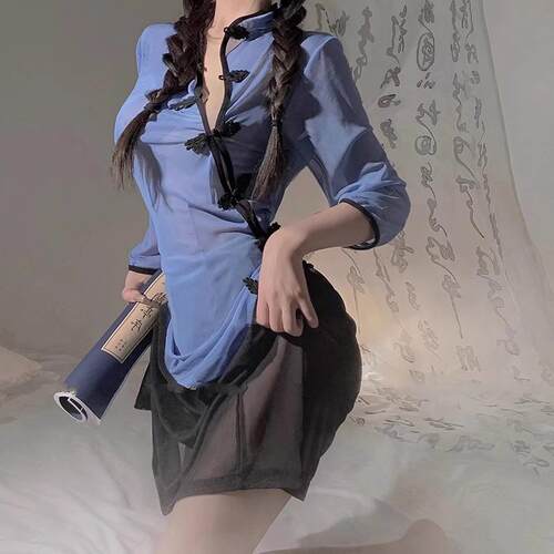 民国旗袍高开 叉床上性感情取肚兜纯欲风房事高级感火辣制服qq套