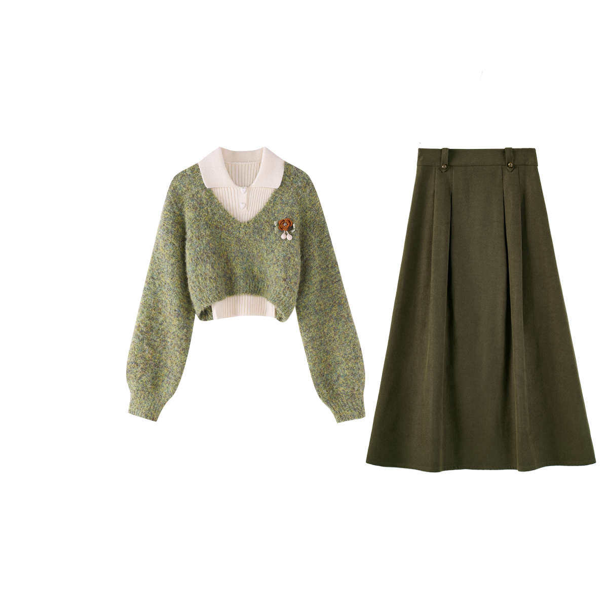 江不离「茶话会」慵懒风时尚套装2024秋季新款气质显瘦三件套装女