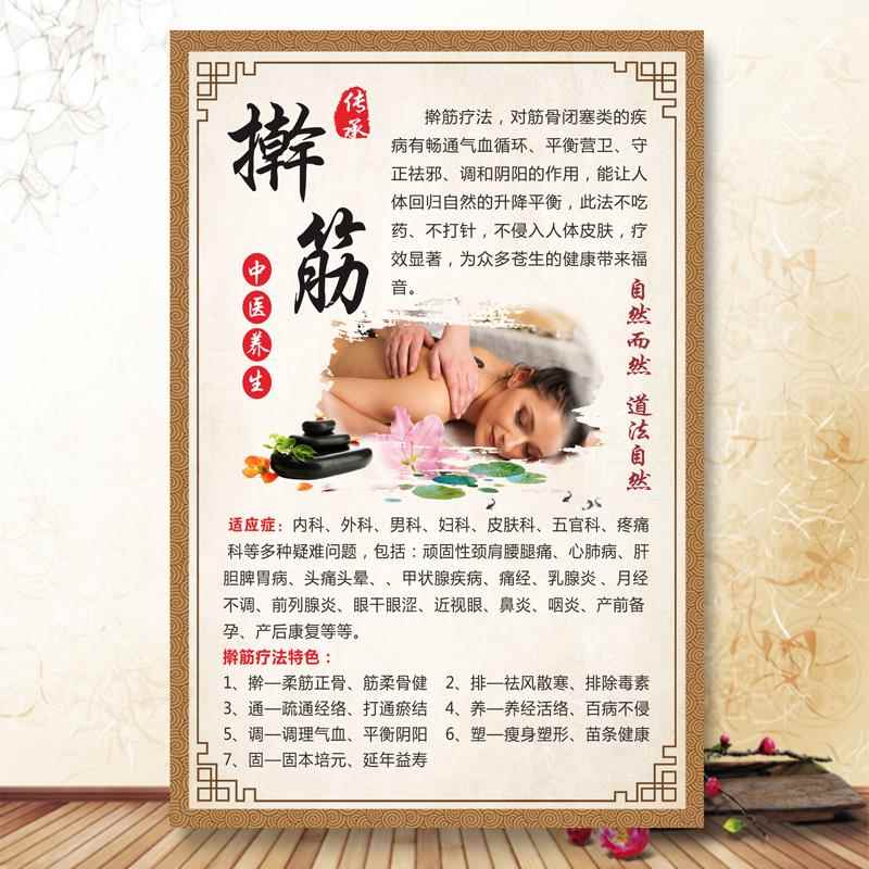 中医美容spa养生馆擀筋好处海报背部艾灸海报贴画贴纸