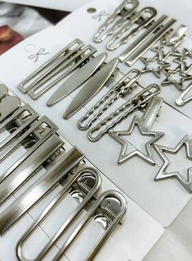 4/24Pcs Silver Y2k Hair Clips for Women Elegant Metal Duckbi