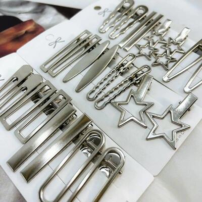 4/24Pcs Silver Y2k Hair Clips for Women Elegant Metal Duckbi