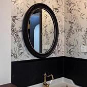 复古黑751色美椭梳圆形壁挂式 玄关厕 洗镜手间浴室镜妆镜现代法式