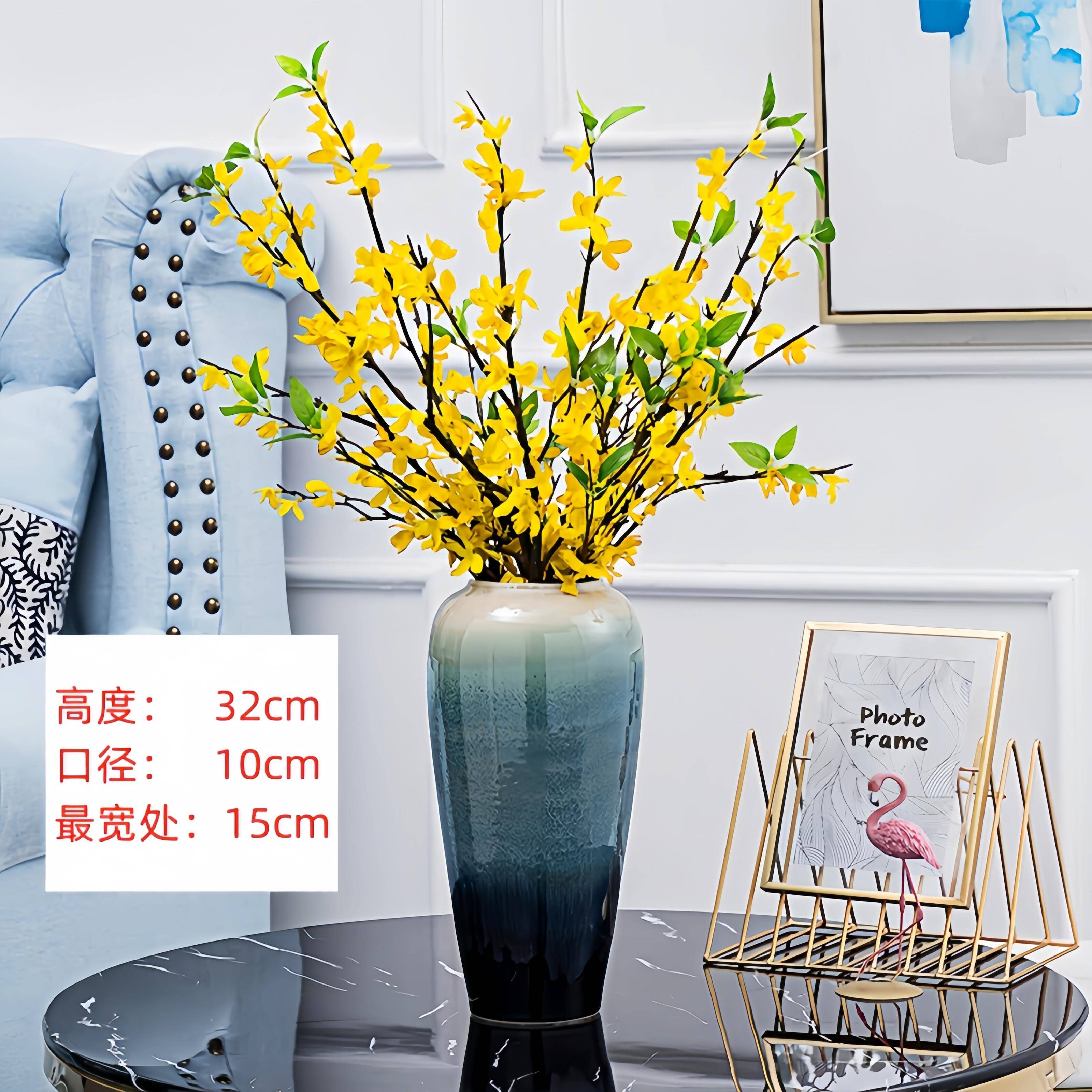 景德镇陶瓷器黑色插花花瓶 台面花器中式家居客厅装饰品摆件