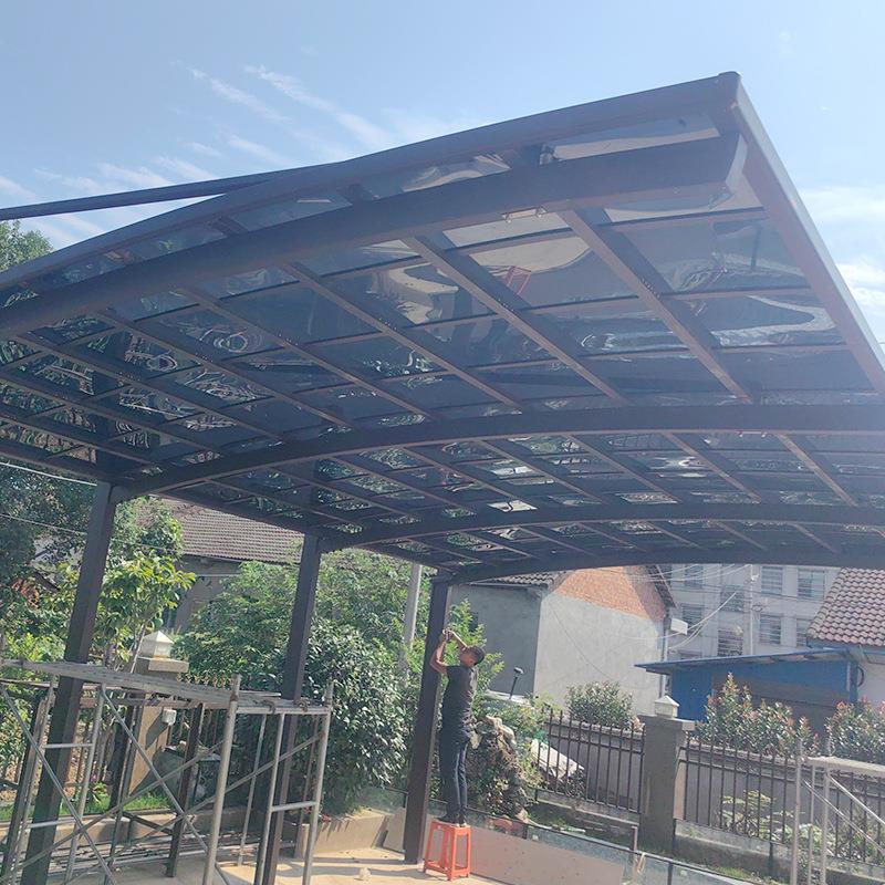 铝合金车棚耐力板遮阳棚小车遮雨棚家用户外斜拉式停车棚厂家