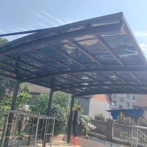 铝合金车棚耐力板遮阳棚小车遮雨棚家用户外斜拉式停车棚厂家