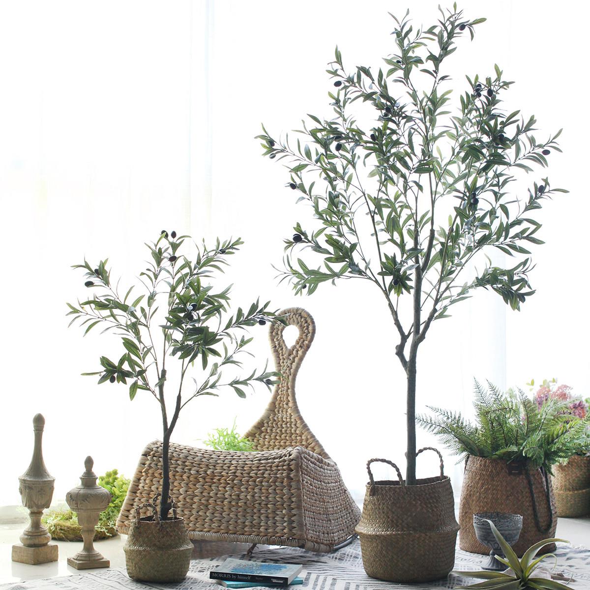 ins北欧彷真绿GXO色植物盆栽橄榄树地大落装型植物家室内彷真饰假