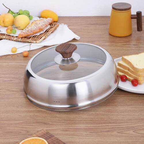 加高锅盖蒸锅炒菜锅不锈钢盖透明30CM32CM34CM铁锅加厚家用盖子