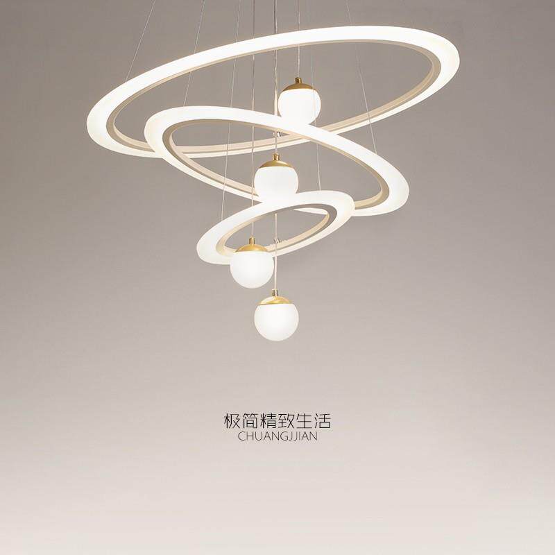 北欧简约现代复式挑空吊灯客厅中空大灯楼梯别墅大厅lED灯餐厅灯