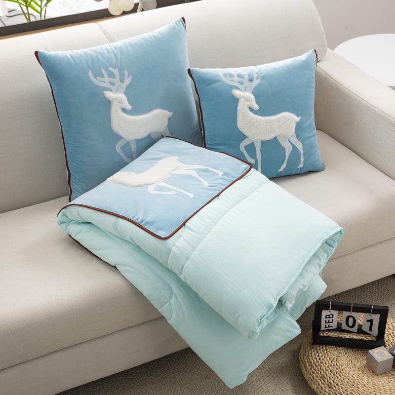 正品意大利天鹅补丁绣花枕头被息两绒用公垫子办室午餐休小被子汽