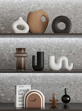 艺贝子高级感侘寂风艺术抽象小众装饰摆件中古小户型软装组合摆件