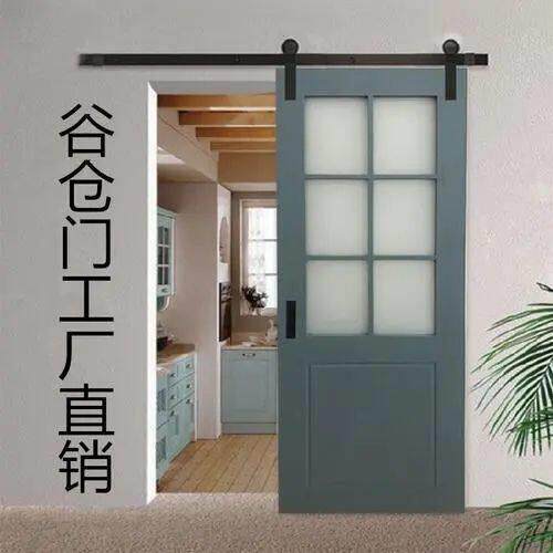 谷仓门北欧简约厨房门卫生间卧室门带锁推拉门美式移门吊轨门定制