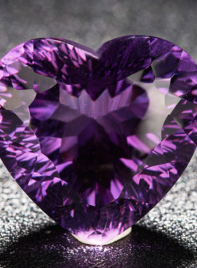 亏本捡漏价 19.9克拉心形紫晶裸石戒面火彩好 支持私人定制