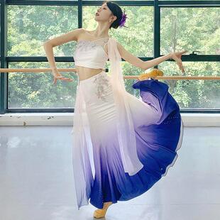 傣族舞蹈服装女独舞裙新款演出服成人剧目裙摆艺考练习大摆裙紫色