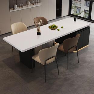 发热齐平餐桌一体岛台岩板餐厅储物柜收纳家用小户型石墨烯暖菜板