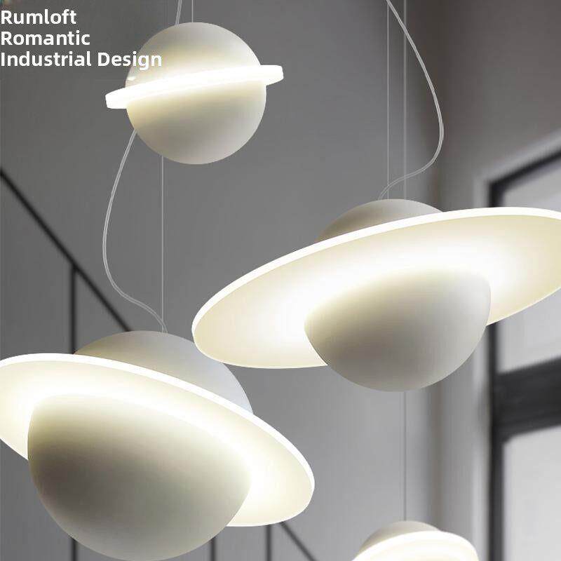 浪漫风格艺术创意木制星球光环北欧个性餐厅儿童书房卡通卧室吊灯