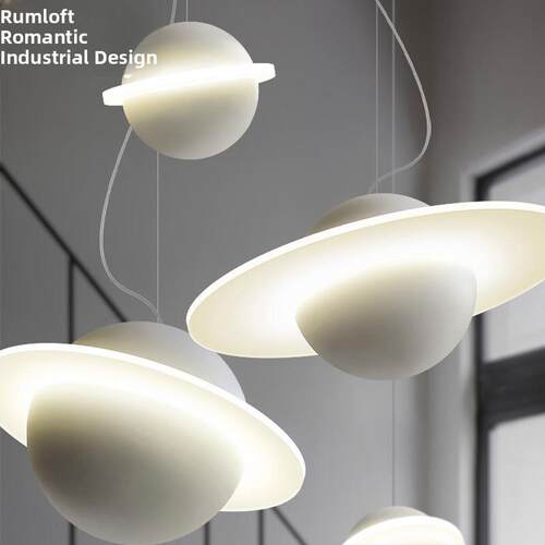 浪漫风格艺术创意木制星球光环北欧个性餐厅儿童书房卡通卧室吊灯