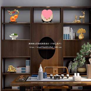 领导办公室背景柜摆件高端大气上档次老板书柜新中式酒柜茶室装饰