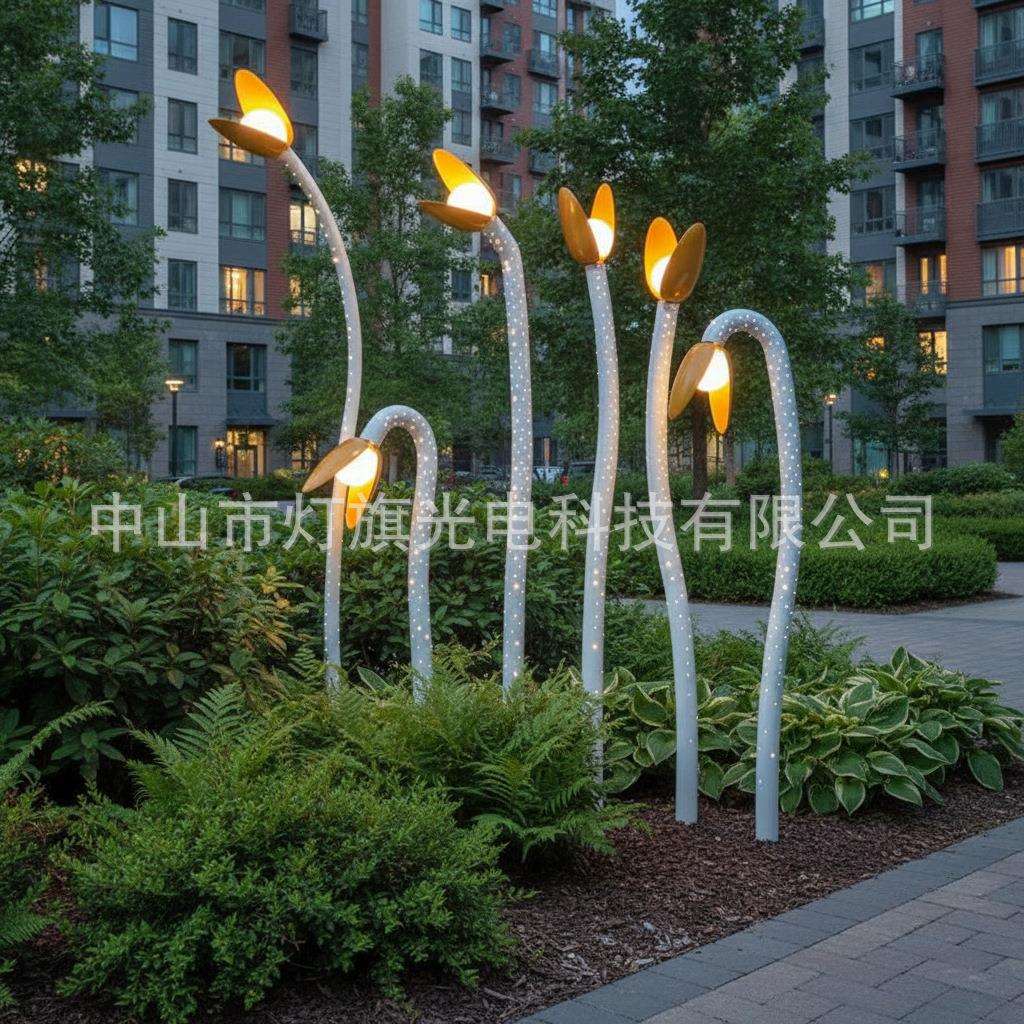 户外景观灯大型雕塑嫩芽造型灯景区豆芽互动浇水万物生长美陈灯光
