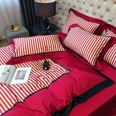 美式100支贡缎长绒棉四件套全棉刺绣数码印花床单被套床上用品