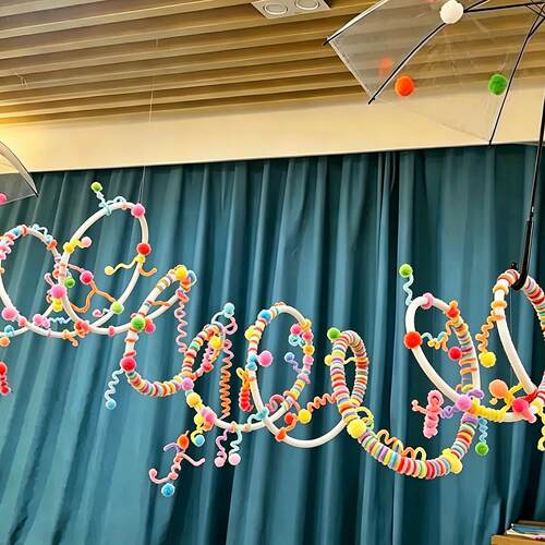 炫彩多巴胺铝管DIY材料包幼儿园教室吊饰扭扭棒PVC管环创挂饰套装