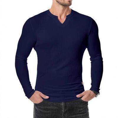 H 65279 Men's V Neck Striped T-Shirt 士V领T恤