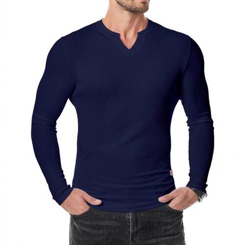 H 65279 Men's V Neck Striped T-Shirt 士V领T恤