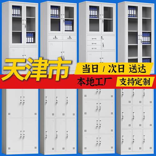 天津铁皮文件柜办公室资料柜书柜档案柜员工更衣柜带锁收纳柜矮柜