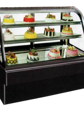 厂家直销双层圆弧甜品玻璃柜110VCakeshowcase蛋糕展示柜