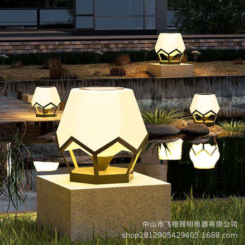 太阳能灯柱头灯庭院户外防水草坪灯别墅花园大门柱灯院子围墙灯