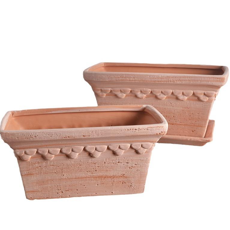 陶盆帝罗马红陶花盆四方形北欧简约多肉花盆粗陶盆陶土盆素烧透气