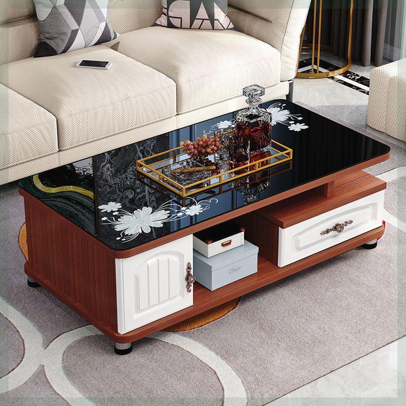 简约现代小户型钢化玻璃长方形桌子欧式圆角茶几客厅家用茶桌茶台