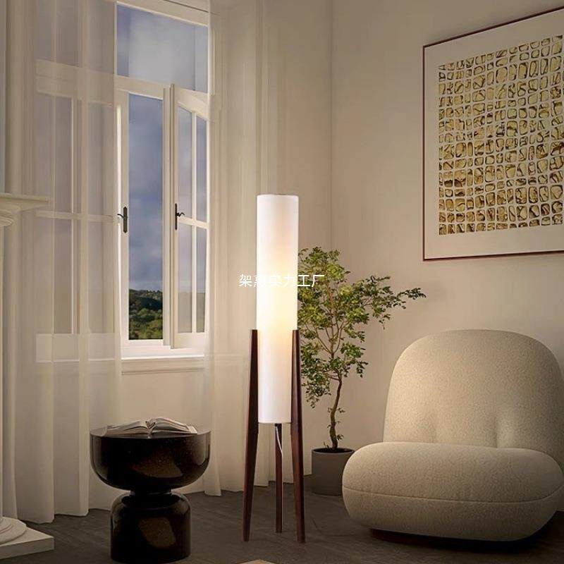 落地灯北欧复古胡桃木色客厅沙发灯实木个性艺术卧室床头装饰台灯