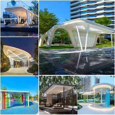 大型户外不锈钢景观金属廊架新中式长廊凉亭异形定制镀锌摆件厂家