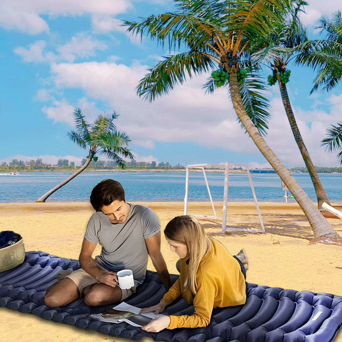 工厂现货，户外脚踩充气垫，便携式露营床垫，防潮，带收纳袋,户外/登山/野营/旅行用品,充气床,淘宝优惠券,粉丝福利购,淘宝优惠卷