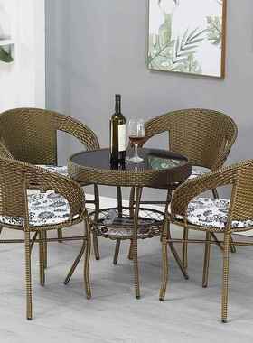 现代藤阳椅单人靠背椅EDX台小桌茶椅客厅室外庭院三简约小几藤椅