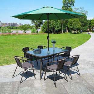 家用庭院户外桌椅户外桌椅带伞组合庭院露天花园桌椅三件套家用室