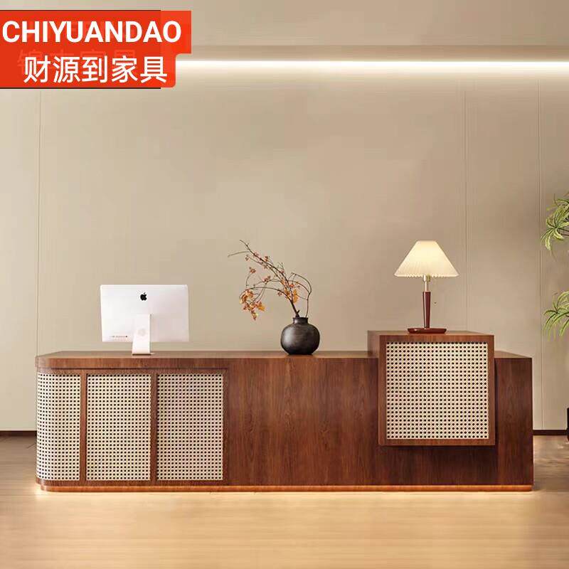 简约中式服装店网红复古吧台女装店铺创意收银台美容院前台接待台