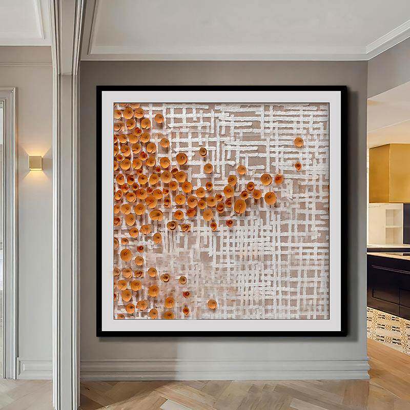 现代手工实物纸艺挂画客厅玄关装饰画卧室壁画软装设计师款工艺画