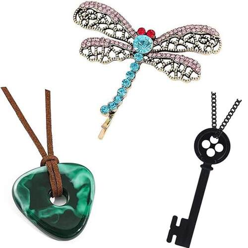 Coraline Key Pendant Necklace Seeing Stone Necklace Dragonfl