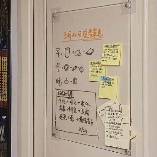 亚克力记事板挂墙上门后透明白板写字板黑板备忘提示留言板免打孔