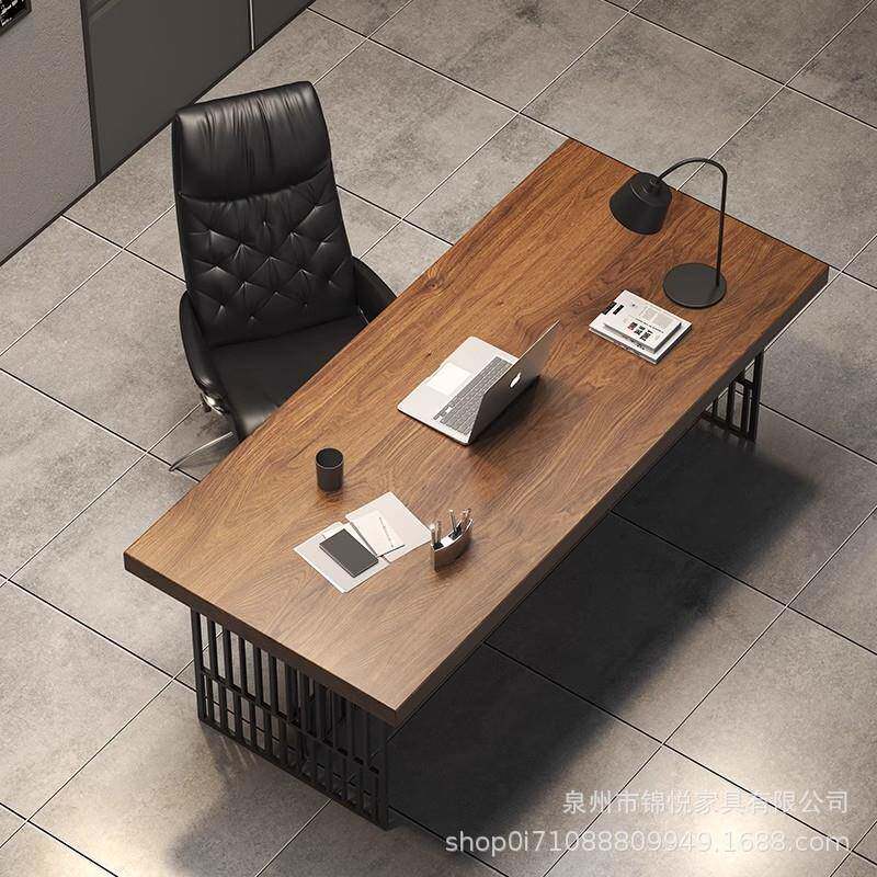 现代简约台式电脑办公桌子小型老板桌办公室办公桌实木loft工业风