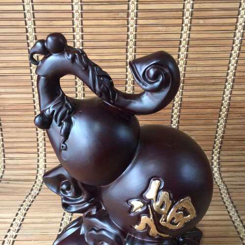 花梨木雕刻福禄如意葫芦摆件木头根雕创意家居客厅电视柜装饰品