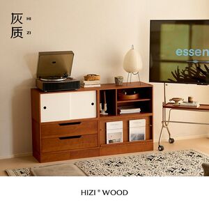 灰质木作 MOMO组合柜 落地矮柜中古风储物柜樱桃木组合置物柜书柜