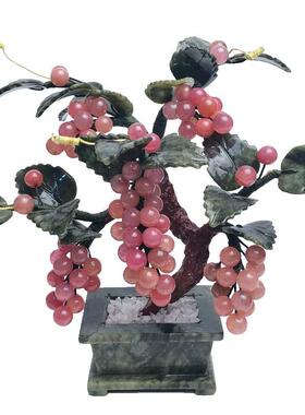 新款玉石水晶葡然萄树摆件多子多客厅创意福家天装饰茶居几电视柜