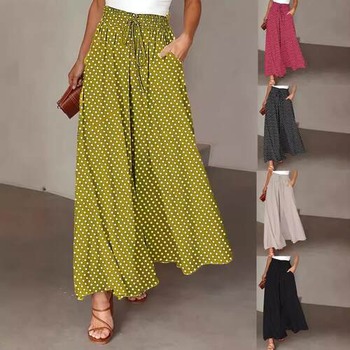 Women Homewear Skirt Pants Leg Polka Dot Print Casual