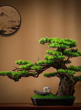 新中式tb-66355仿真松树件迎客松盆景摆室内客厅关办公假室装饰品