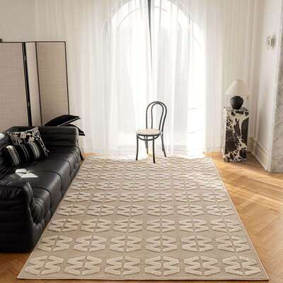 字母防水防污地毯高端奢华客厅法式奶油风免洗可擦卧室沙发茶几毯