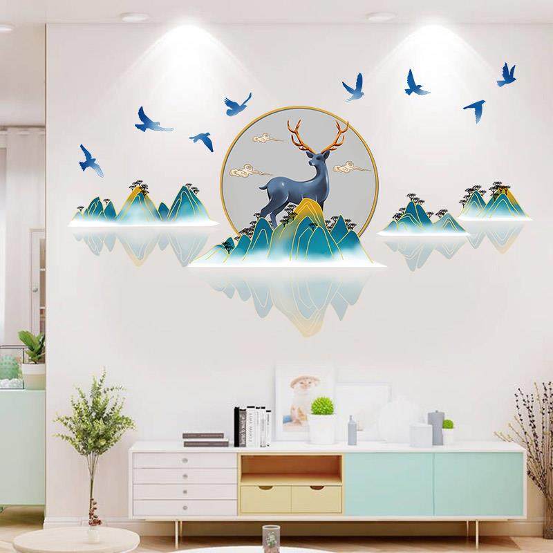 墙面中国风墙贴客厅背景墙上电视墙3d立体墙贴画墙纸自粘古风贴纸,家居饰品,软装墙贴,淘宝优惠券,粉丝福利购,淘宝优惠卷