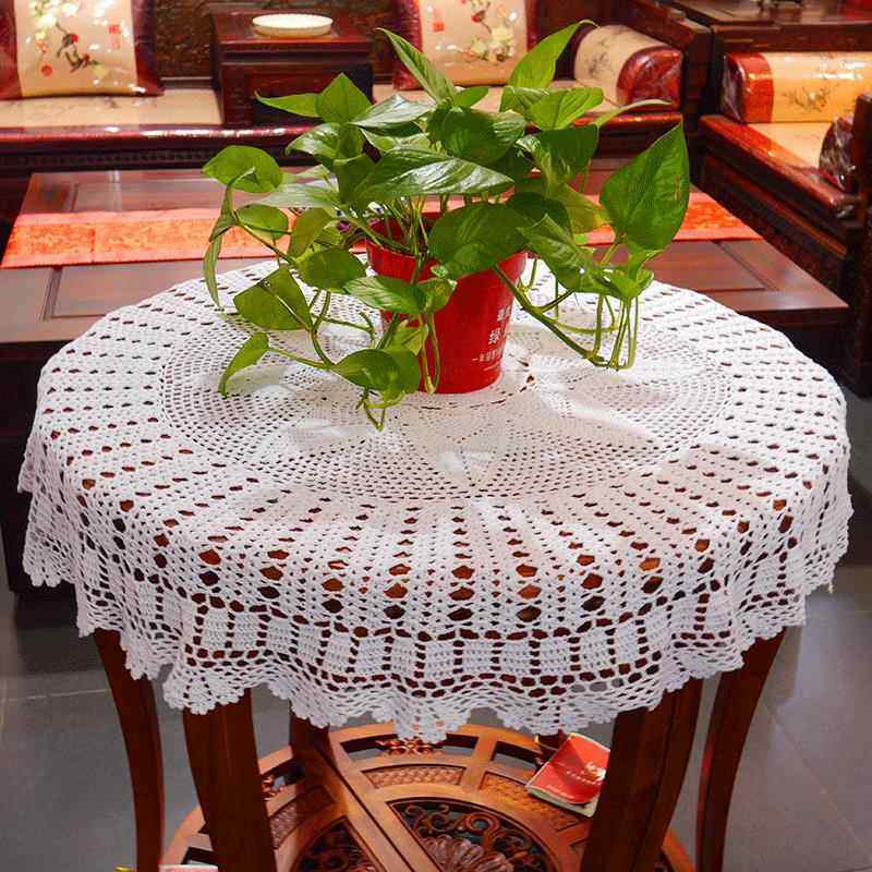 定制我爱我家纯手工钩织纯棉线蕾丝镂空圆形桌布盖巾桌垫直径100,居家布艺,桌布,淘宝优惠券,粉丝福利购,淘宝优惠卷
