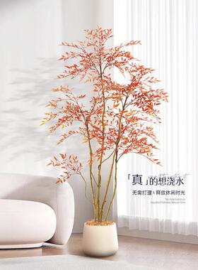 彷真绿色植物轻奢南天竹室内大型装饰彷生植物客厅沙发边落地假树